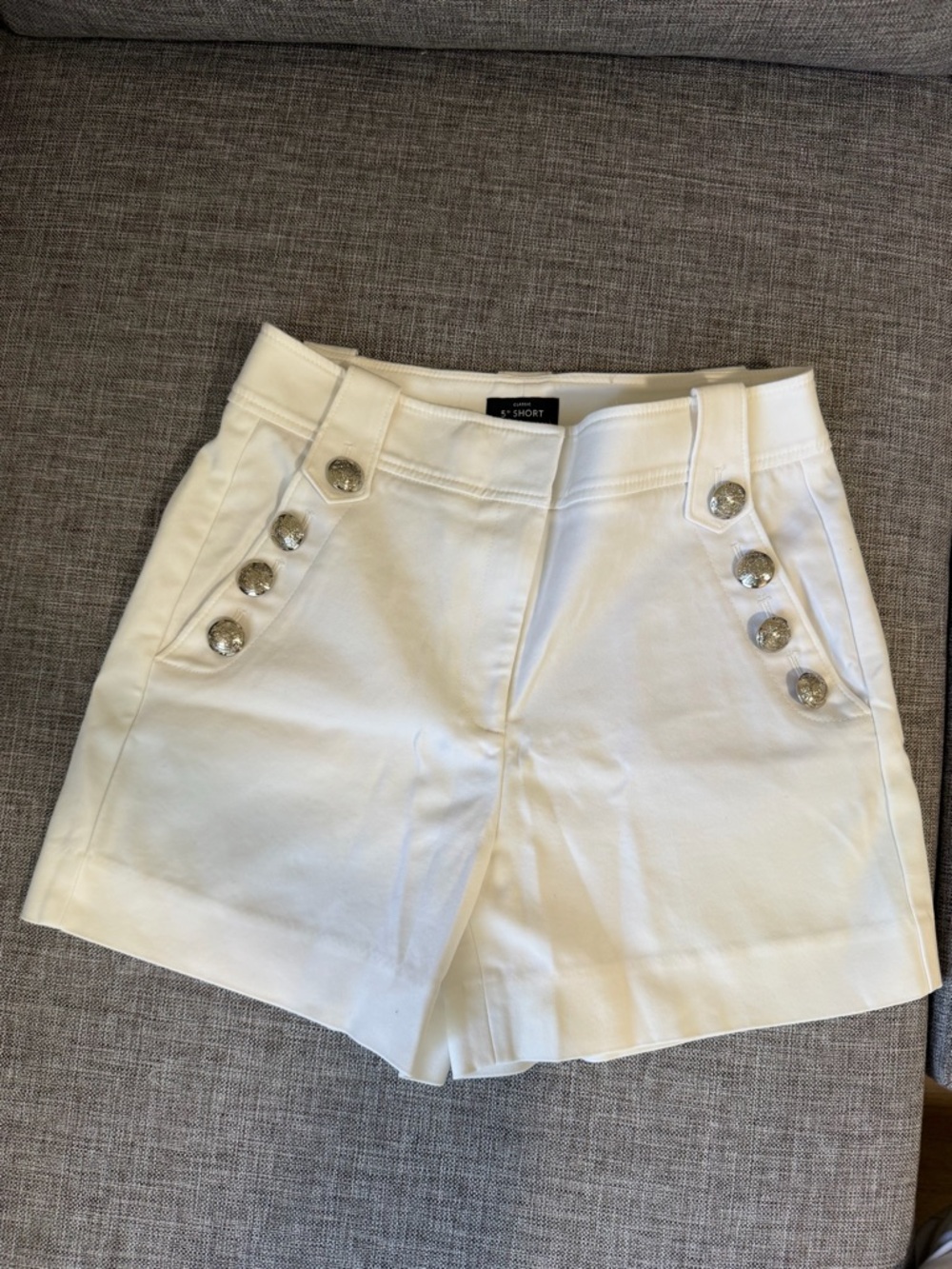 White House Black Market White High-Waist Button-Accent Shorts